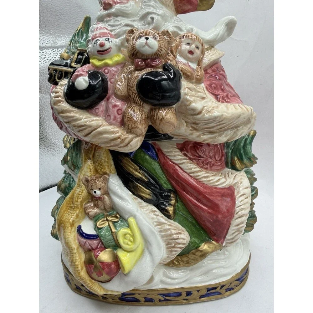 VTG  1994 Fitz Floyd Renaissance Santa Christmas Cookie Jar Hand Paint Omnibus